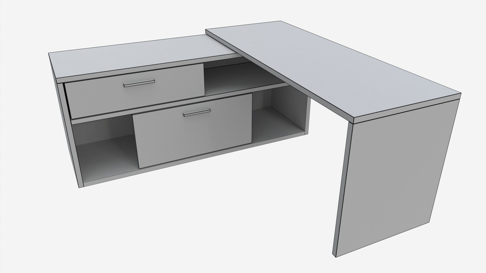 Office Desk L-shape 3D model_6