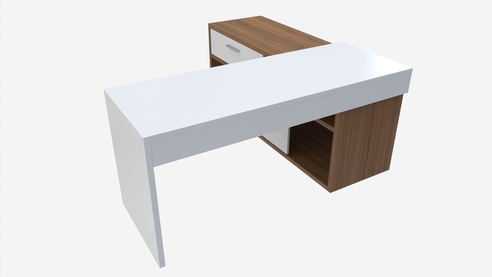 Office Desk L-shape 3D model_3