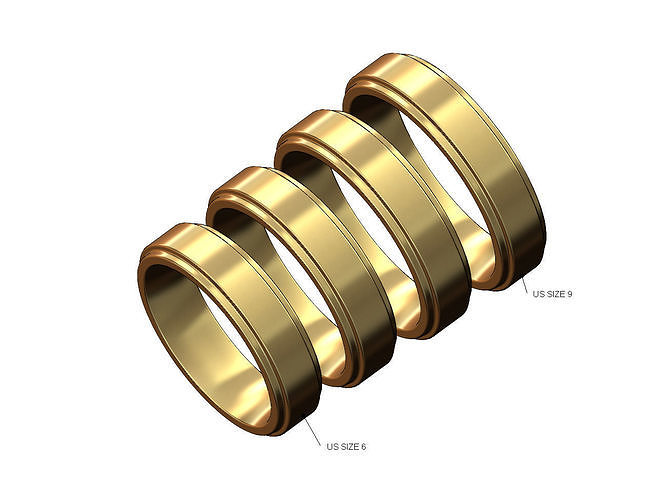 Simple stepped 5mm wide band US sizes 6to9 3D print model