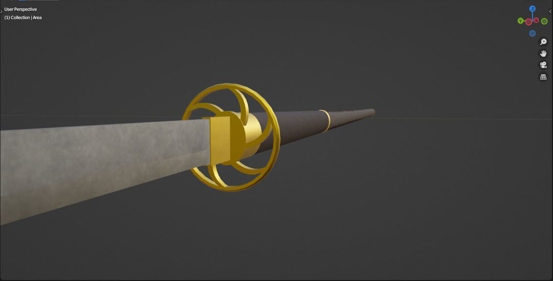 Naginata samurai sword Low-poly 3D model_2