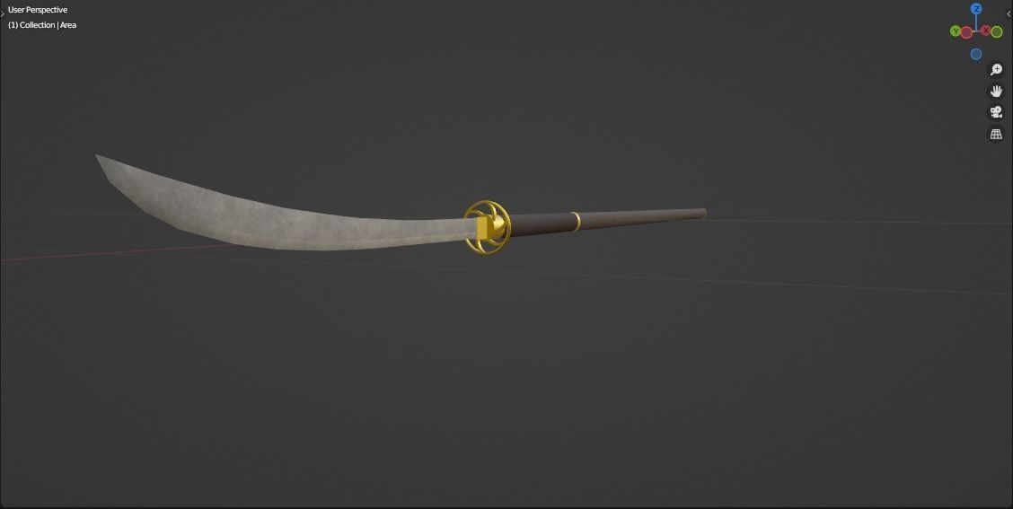 Naginata samurai sword Low-poly 3D model_1