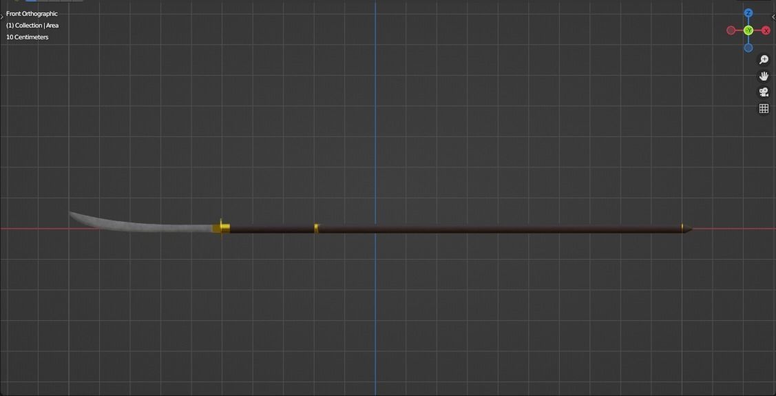 Naginata samurai sword Low-poly 3D model_3