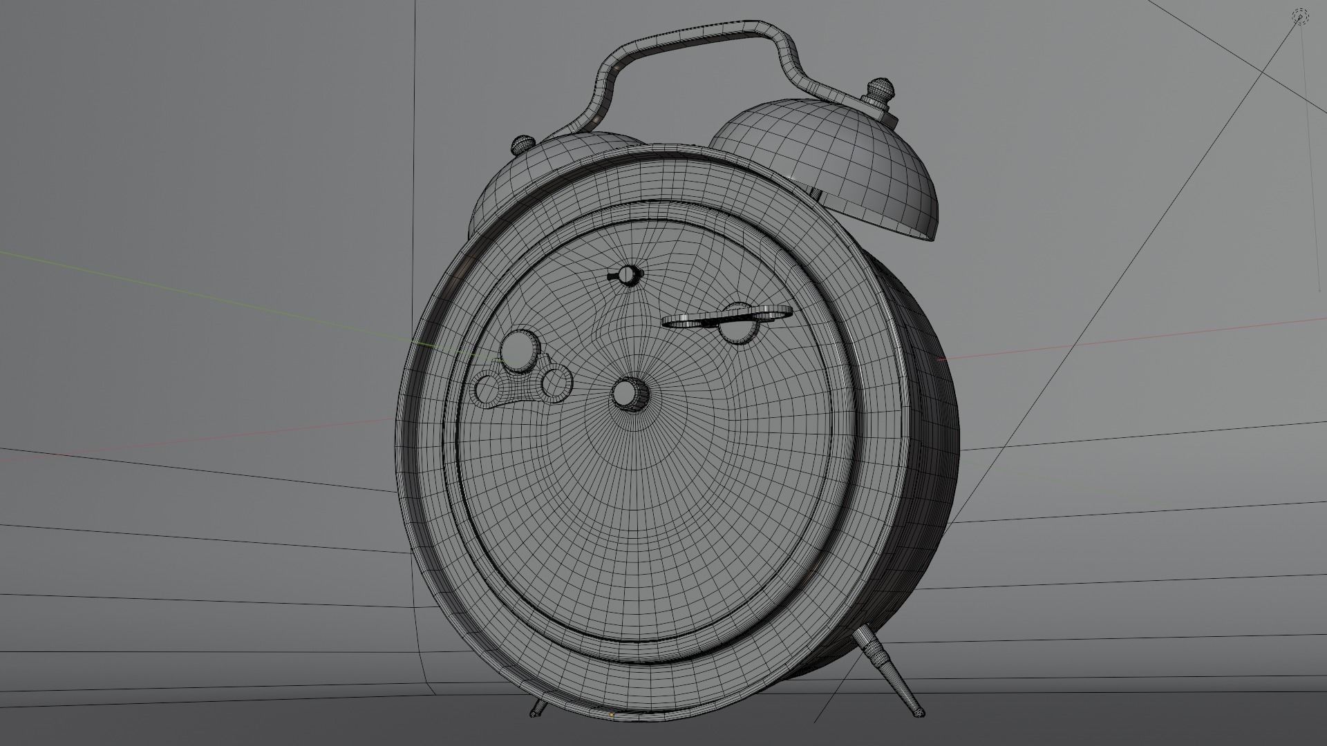 Old Alarm Clock Low-poly 3D model_5