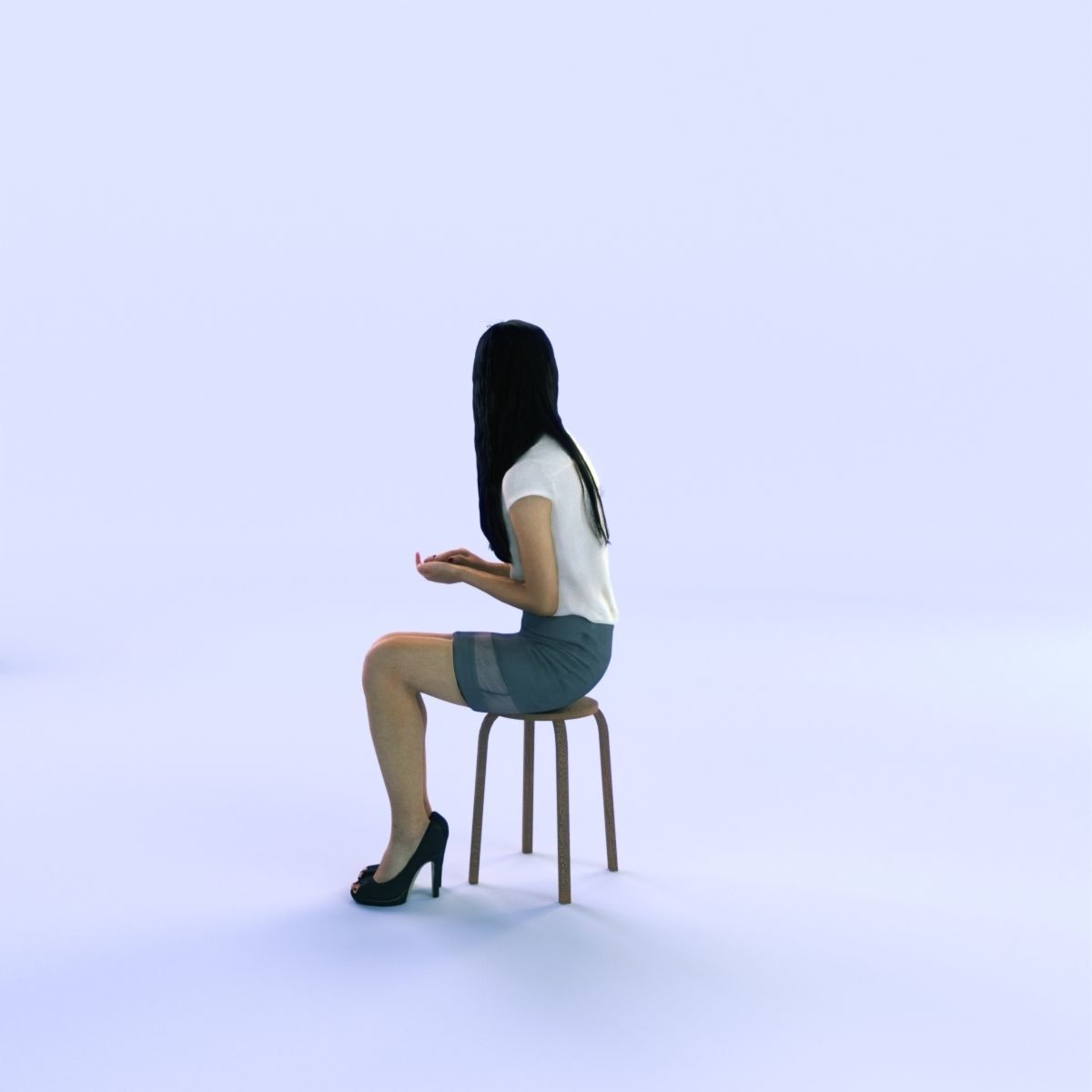 6X POSED 2X Animated Business Casual Elegant Rigged Asian woman 3D Model Collection_34