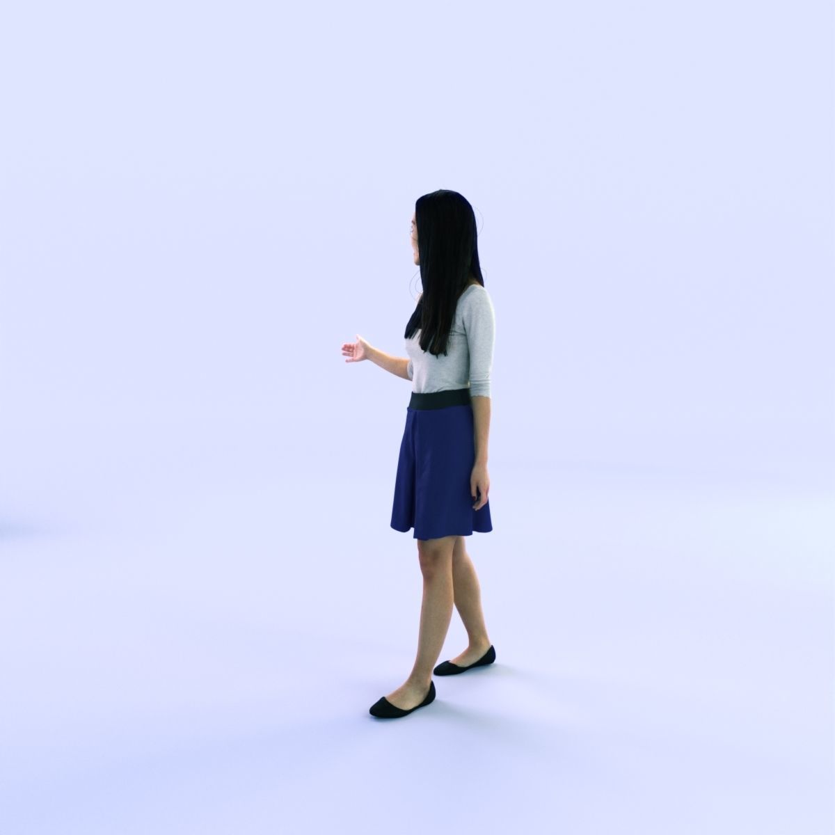 6X POSED 2X Animated Business Casual Elegant Rigged Asian woman 3D Model Collection_46