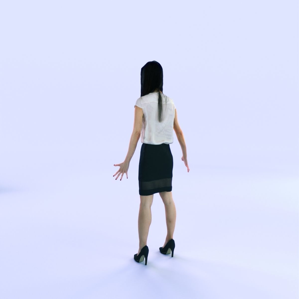 6X POSED 2X Animated Business Casual Elegant Rigged Asian woman 3D Model Collection_24