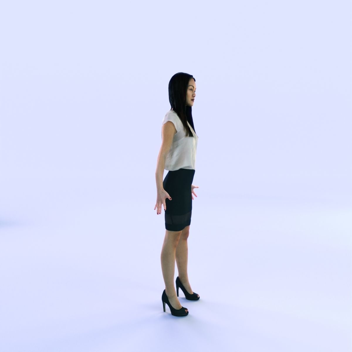 6X POSED 2X Animated Business Casual Elegant Rigged Asian woman 3D Model Collection_22