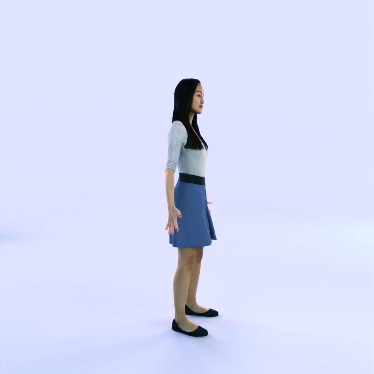 6X POSED 2X Animated Business Casual Elegant Rigged Asian woman 3D Model Collection_38