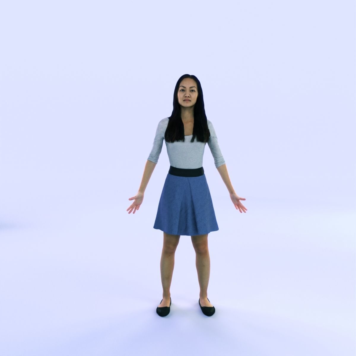 6X POSED 2X Animated Business Casual Elegant Rigged Asian woman 3D Model Collection_37