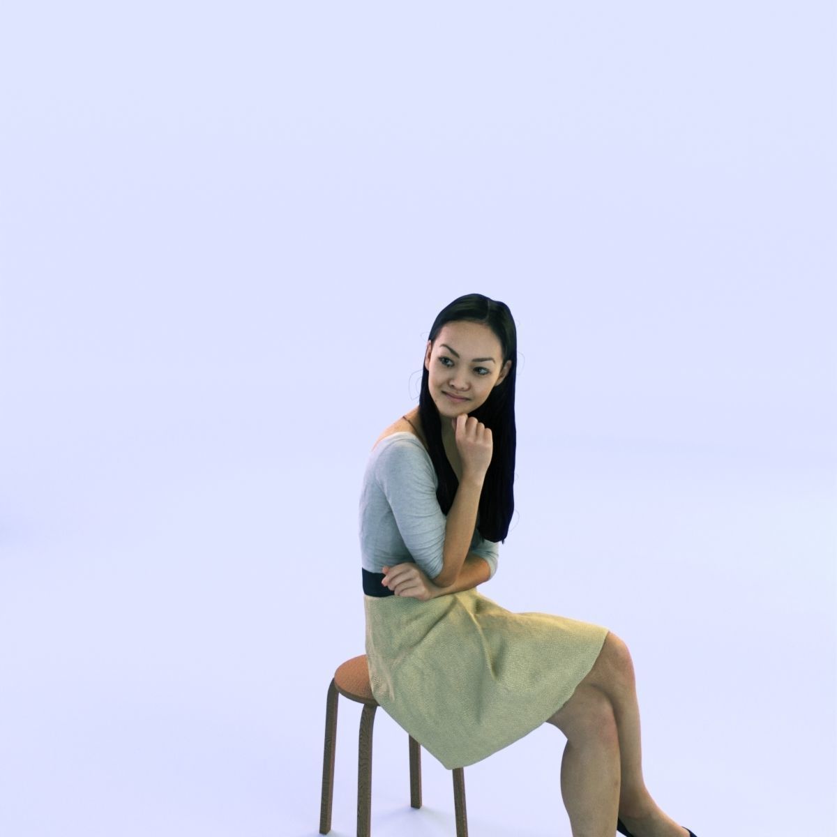 6X POSED 2X Animated Business Casual Elegant Rigged Asian woman 3D Model Collection_8