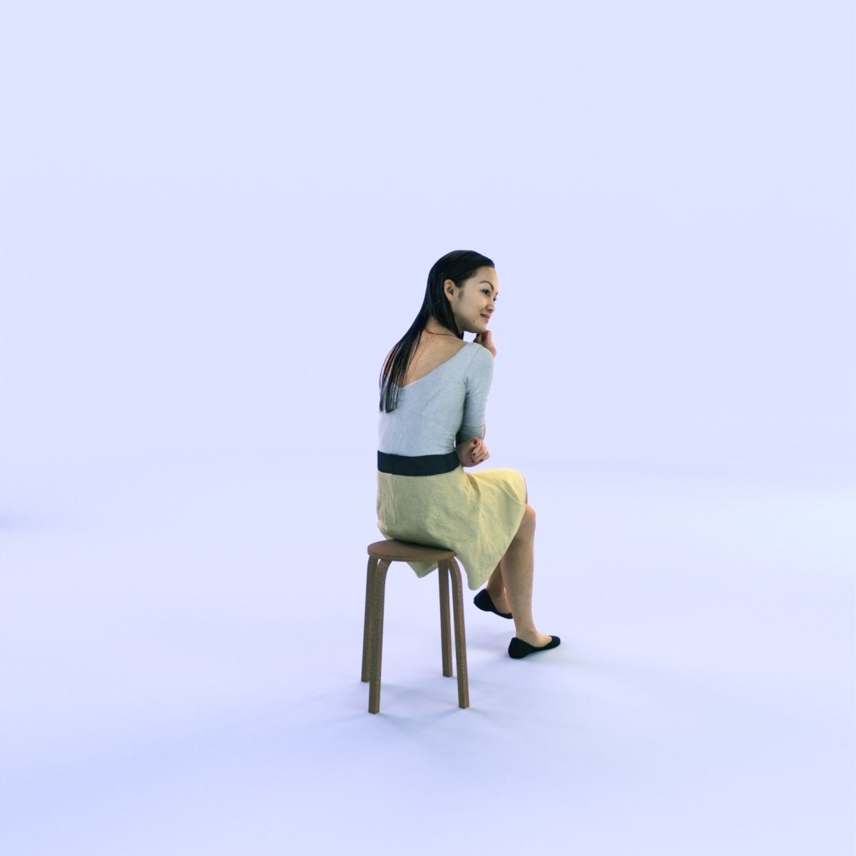 6X POSED 2X Animated Business Casual Elegant Rigged Asian woman 3D Model Collection_31