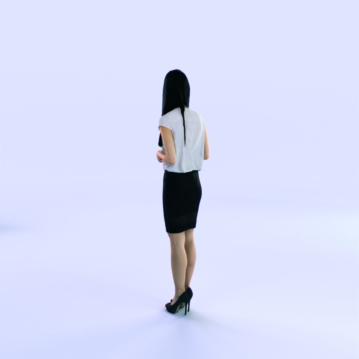 6X POSED 2X Animated Business Casual Elegant Rigged Asian woman 3D Model Collection_17