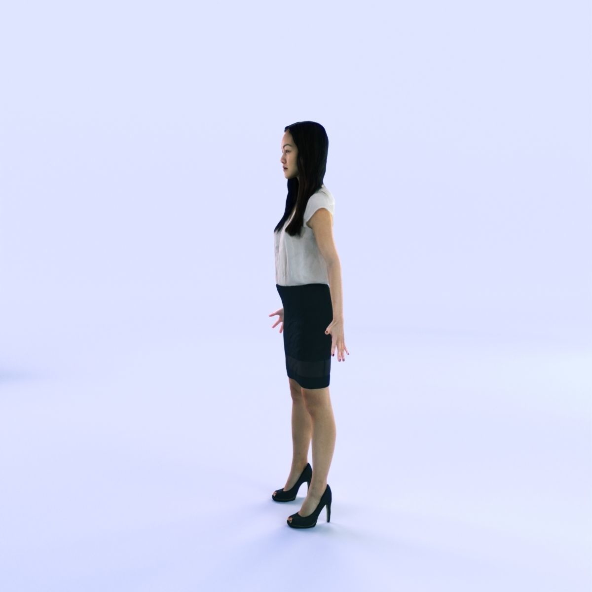 6X POSED 2X Animated Business Casual Elegant Rigged Asian woman 3D Model Collection_23