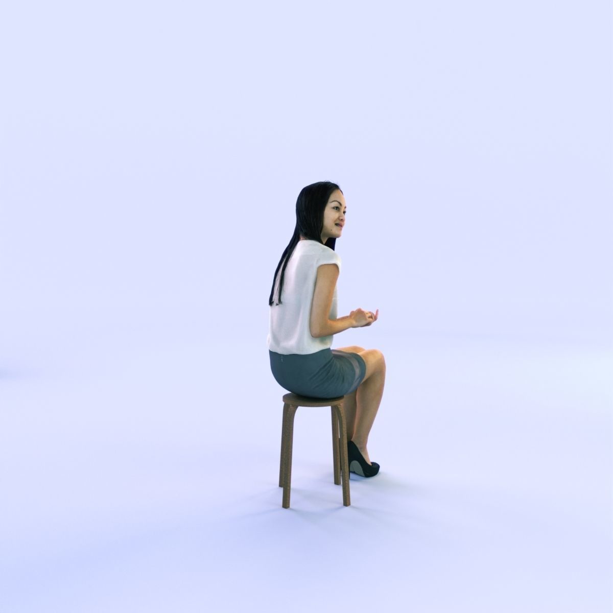 6X POSED 2X Animated Business Casual Elegant Rigged Asian woman 3D Model Collection_35