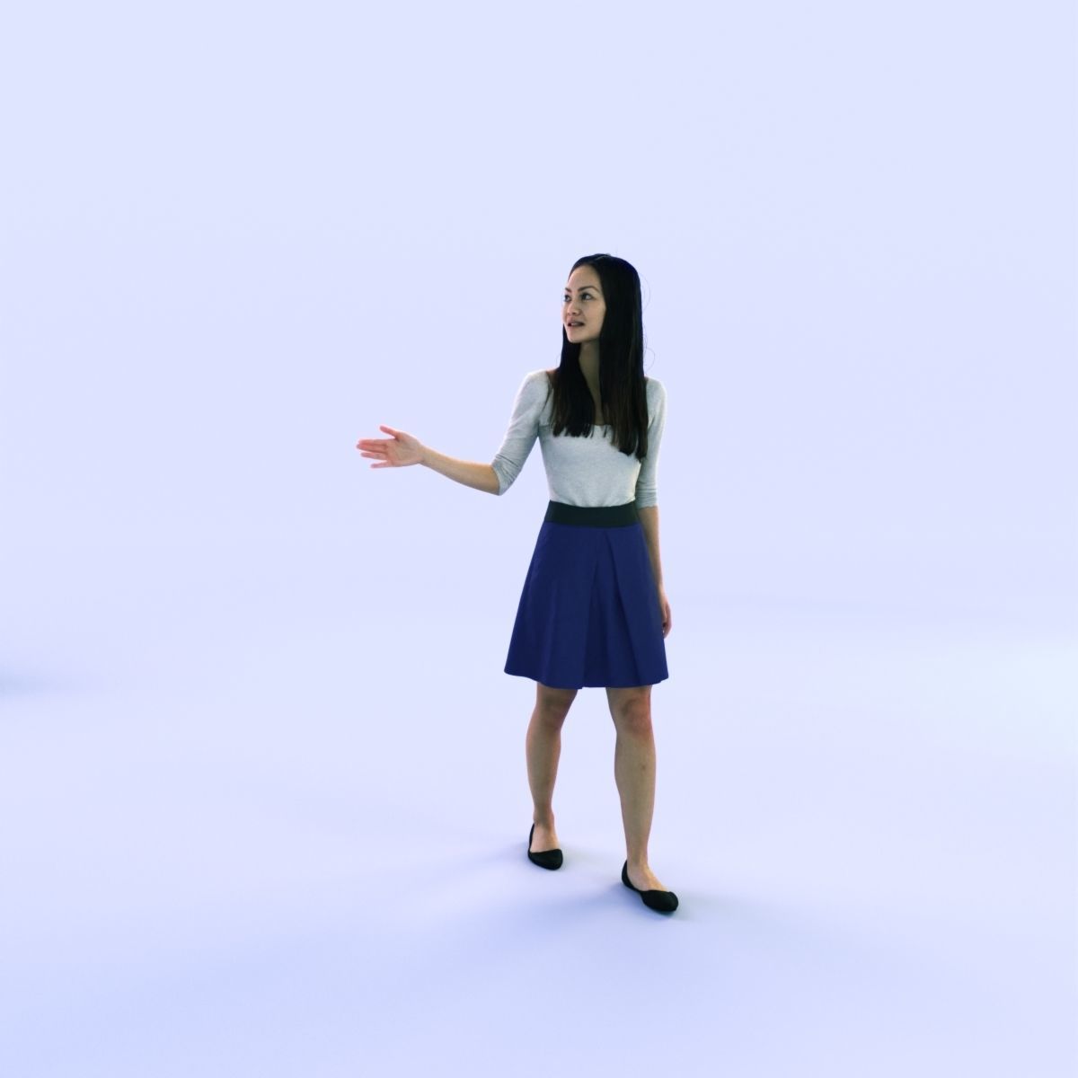 6X POSED 2X Animated Business Casual Elegant Rigged Asian woman 3D Model Collection_42