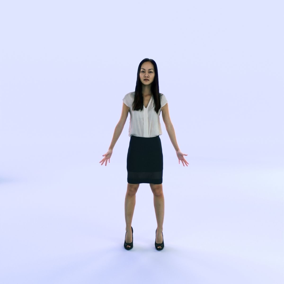 6X POSED 2X Animated Business Casual Elegant Rigged Asian woman 3D Model Collection_25