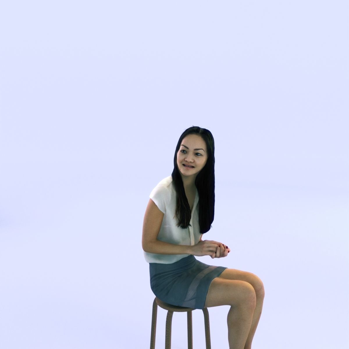 6X POSED 2X Animated Business Casual Elegant Rigged Asian woman 3D Model Collection_14