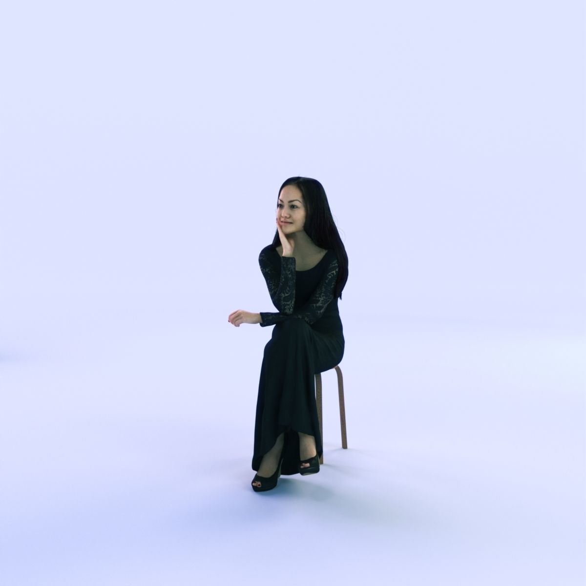 6X POSED 2X Animated Business Casual Elegant Rigged Asian woman 3D Model Collection_48