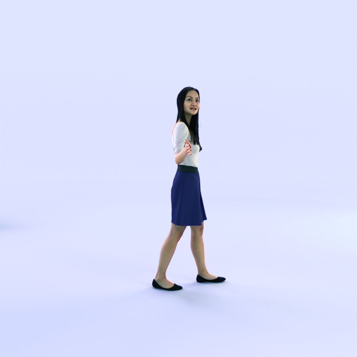 6X POSED 2X Animated Business Casual Elegant Rigged Asian woman 3D Model Collection_43