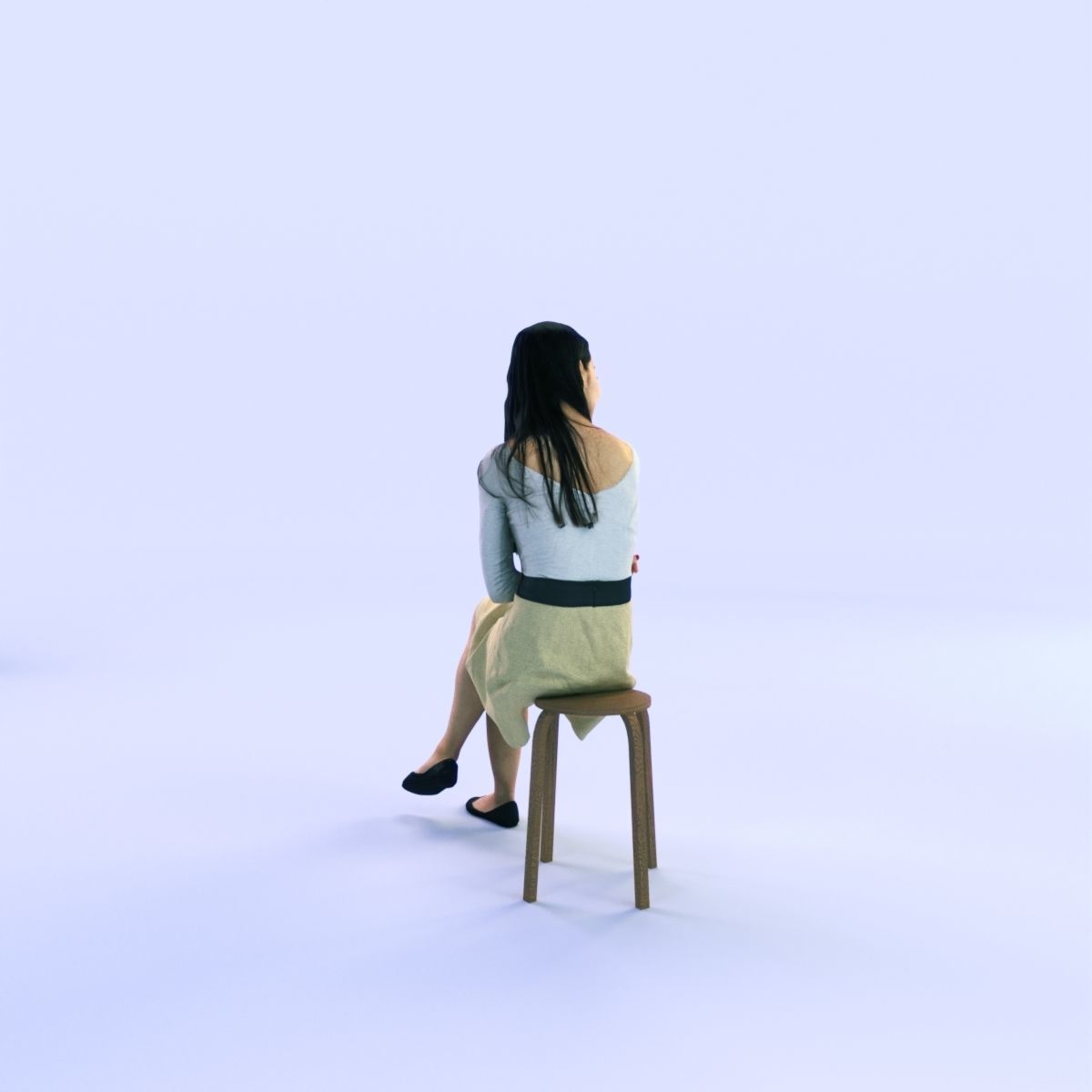 6X POSED 2X Animated Business Casual Elegant Rigged Asian woman 3D Model Collection_29