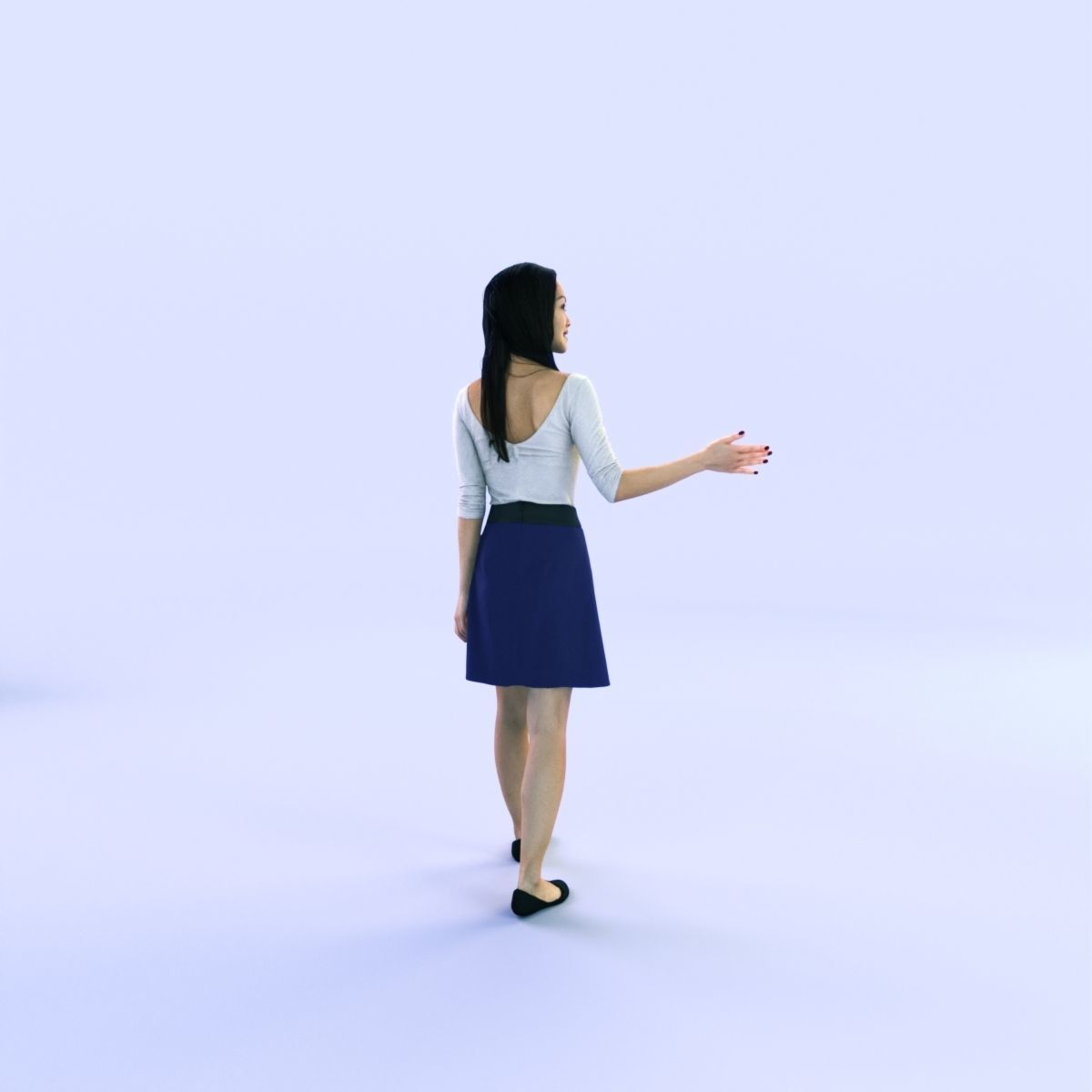 6X POSED 2X Animated Business Casual Elegant Rigged Asian woman 3D Model Collection_44
