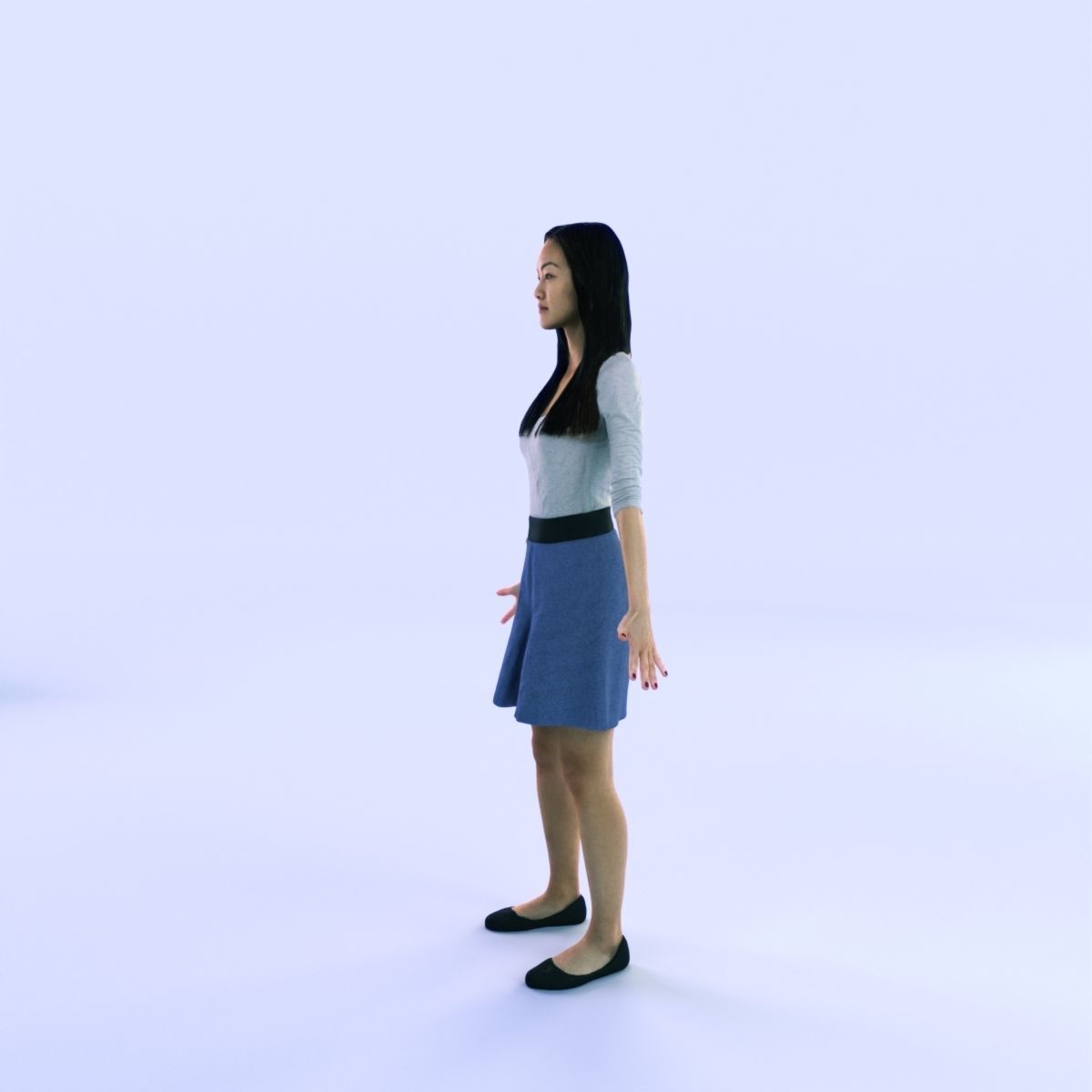 6X POSED 2X Animated Business Casual Elegant Rigged Asian woman 3D Model Collection_39