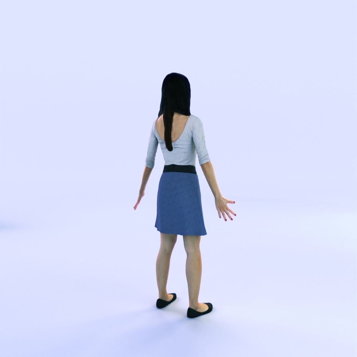 6X POSED 2X Animated Business Casual Elegant Rigged Asian woman 3D Model Collection_41