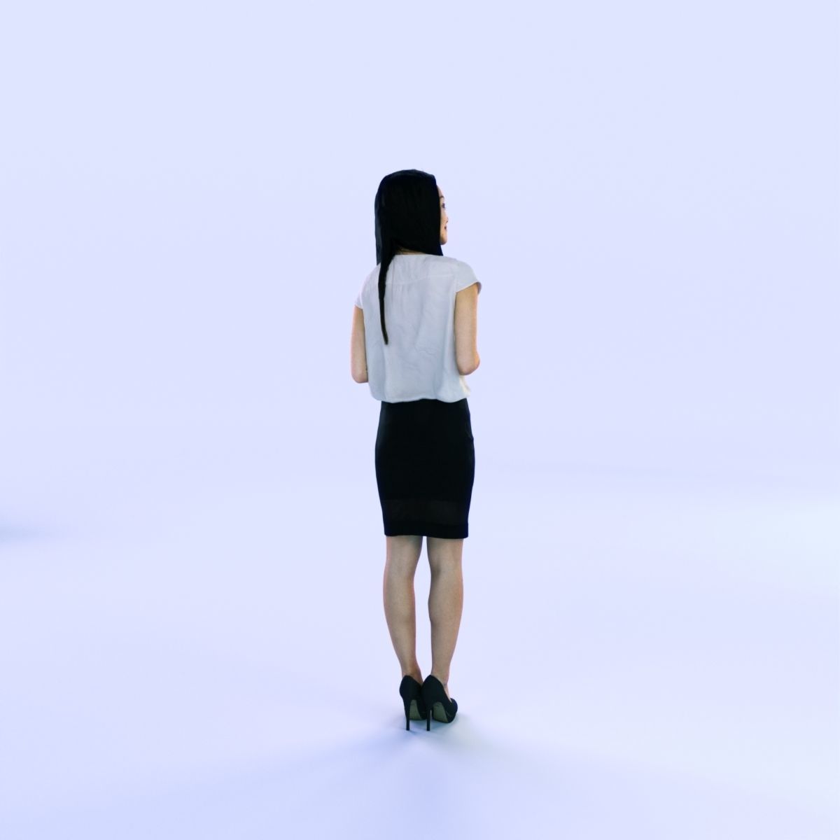 6X POSED 2X Animated Business Casual Elegant Rigged Asian woman 3D Model Collection_21