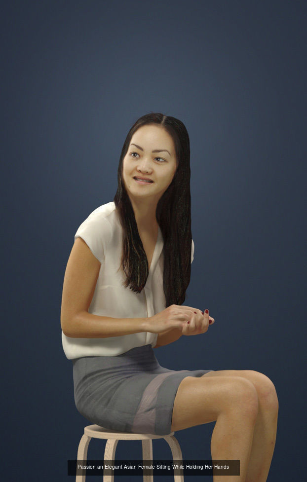 6X POSED 2X Animated Business Casual Elegant Rigged Asian woman 3D Model Collection_3