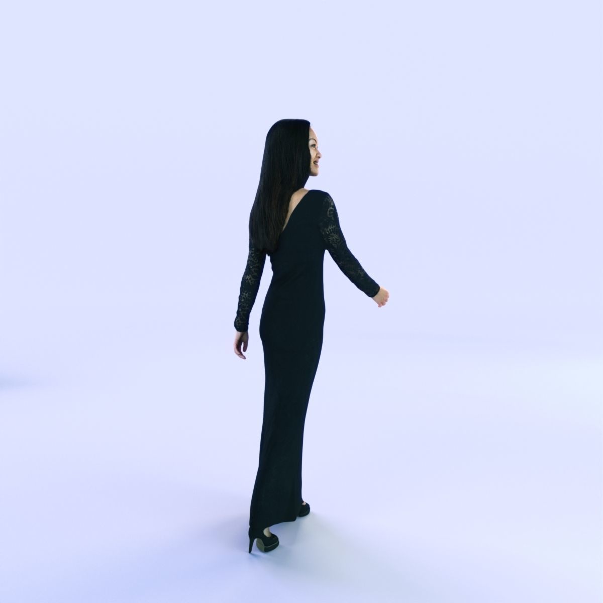 6X POSED 2X Animated Business Casual Elegant Rigged Asian woman 3D Model Collection_56