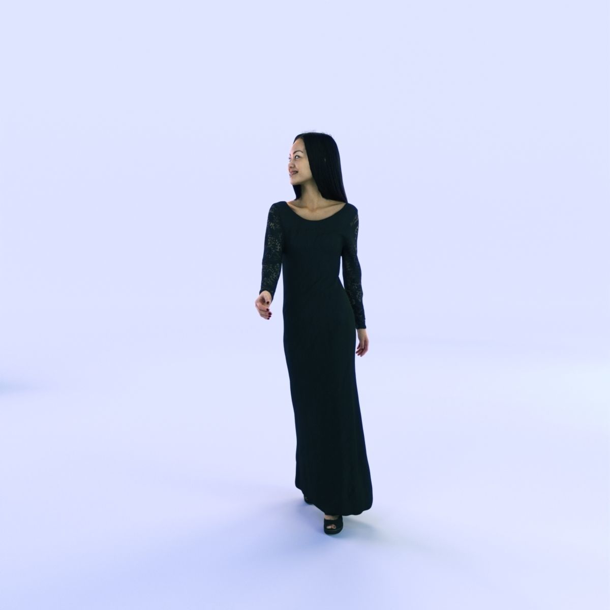 6X POSED 2X Animated Business Casual Elegant Rigged Asian woman 3D Model Collection_55