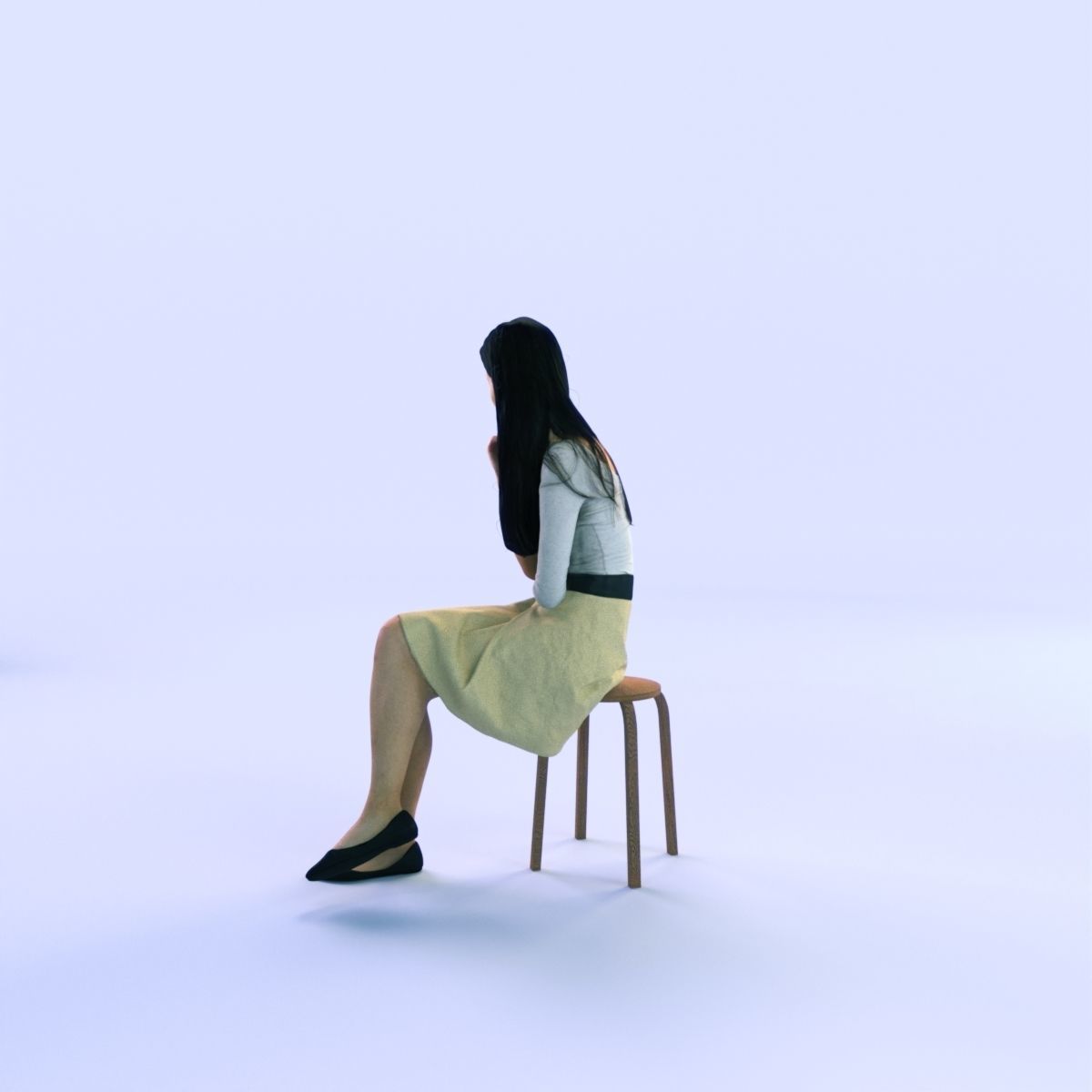 6X POSED 2X Animated Business Casual Elegant Rigged Asian woman 3D Model Collection_30