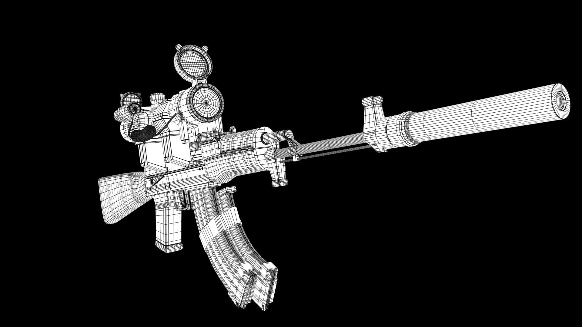 sniper rifle Low-poly 3D model_7