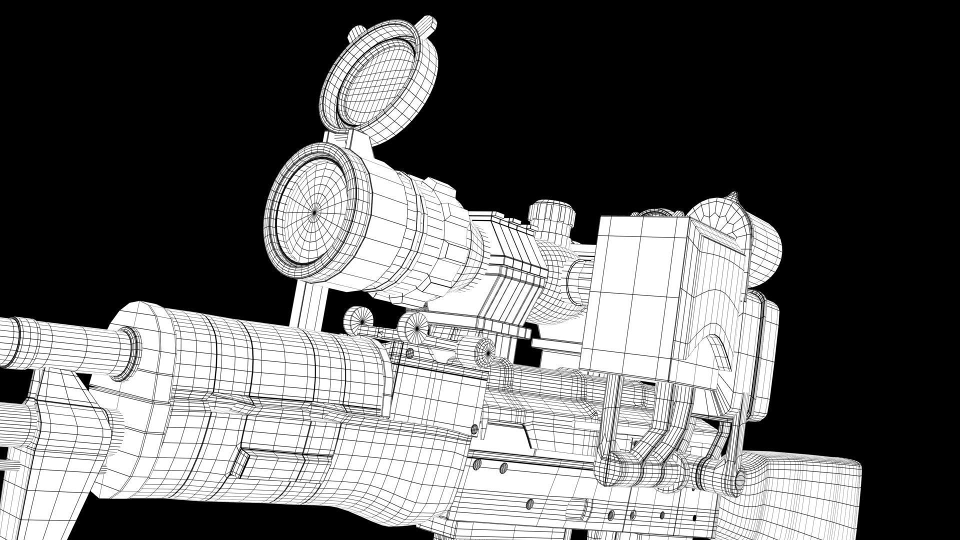 sniper rifle Low-poly 3D model_9