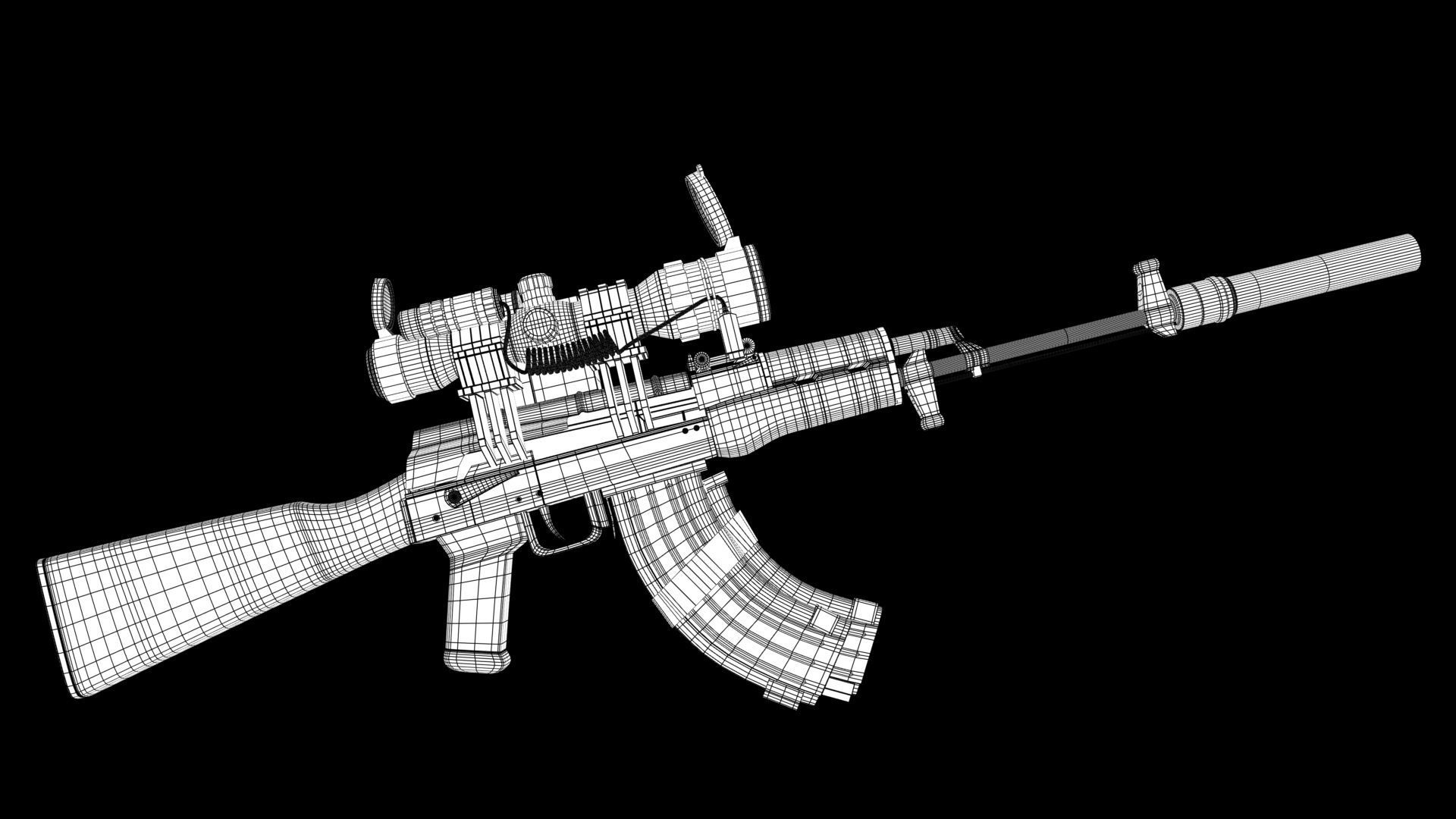 sniper rifle Low-poly 3D model_6