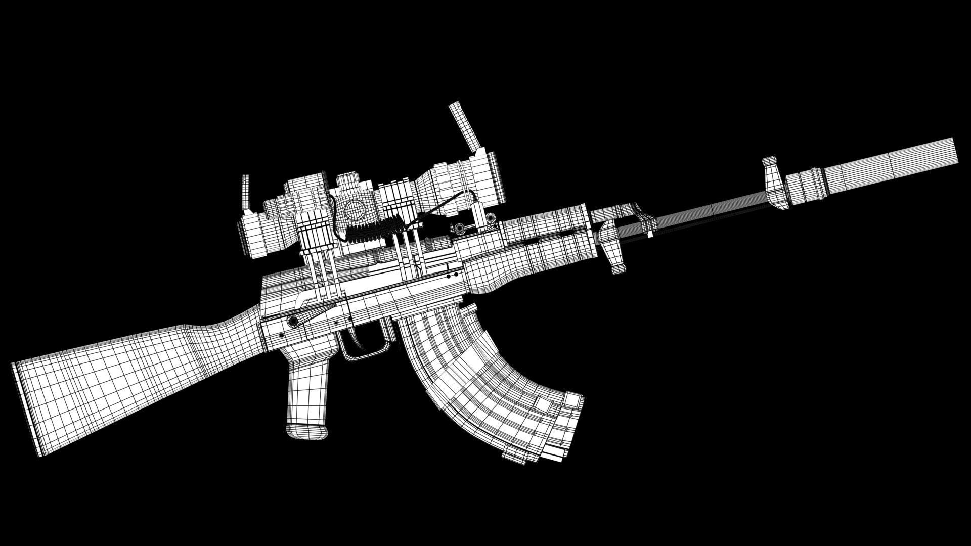 sniper rifle Low-poly 3D model_5