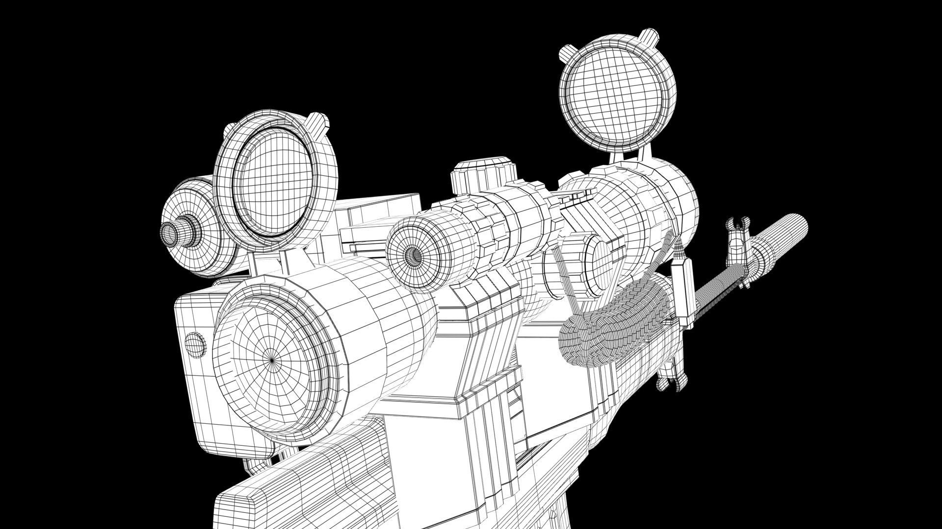 sniper rifle Low-poly 3D model_8