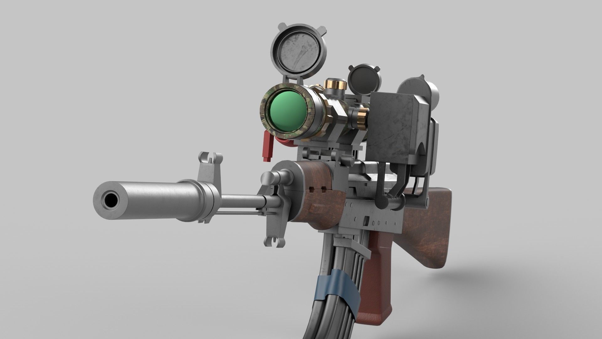 sniper rifle Low-poly 3D model_4