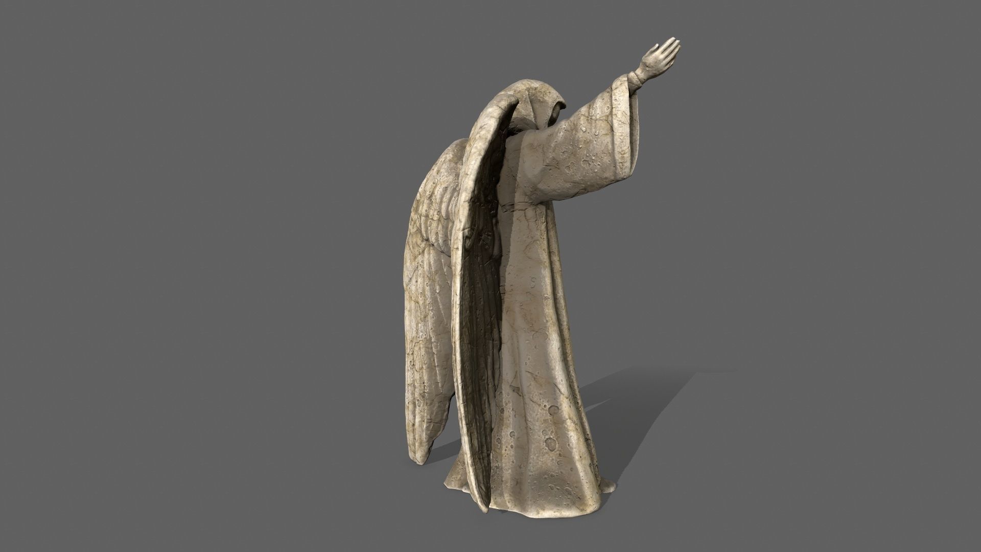 Angel statue of holding sword Low-poly 3D model_8