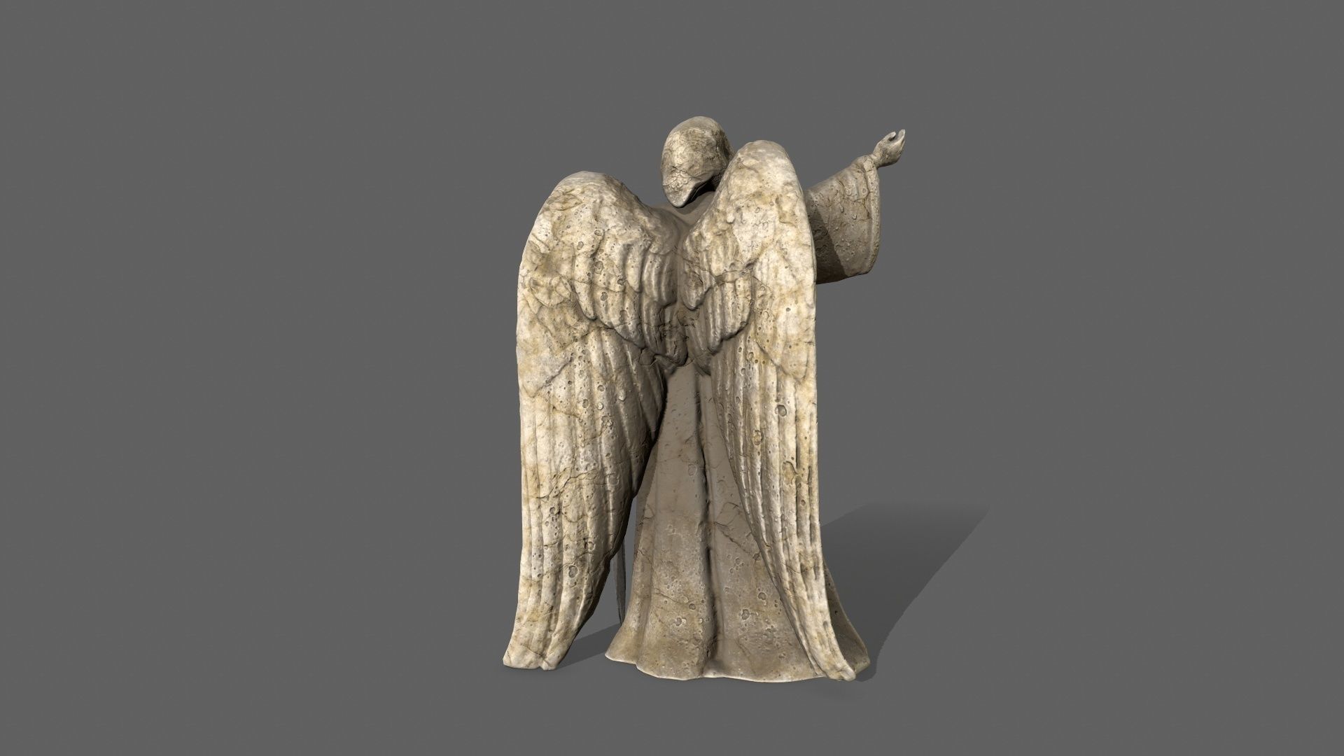 Angel statue of holding sword Low-poly 3D model_7