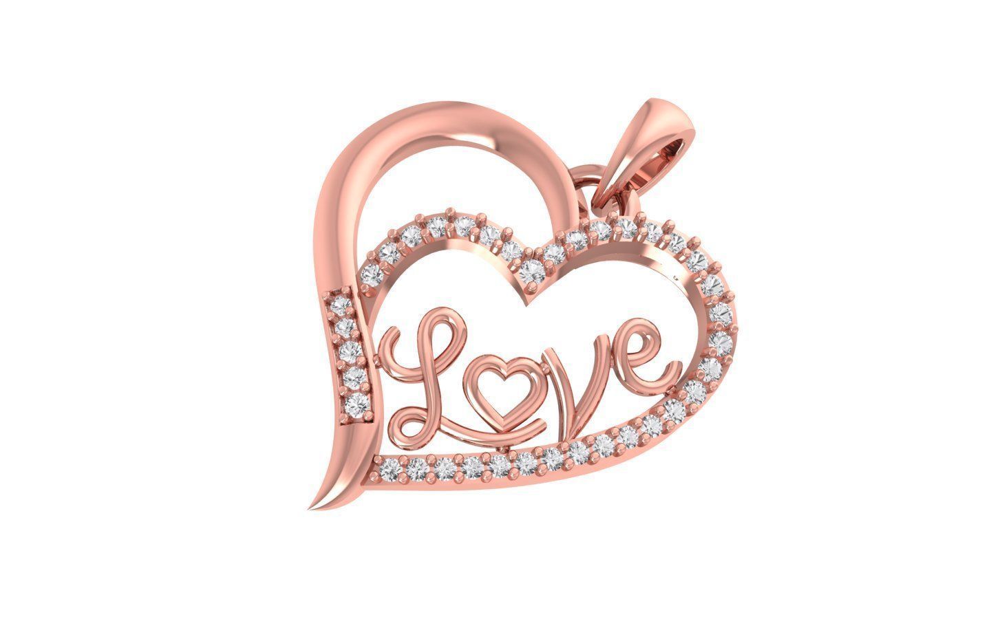 Women Heart Pendants 3dm STL OBJ FBX Renders Details 3D print model_2