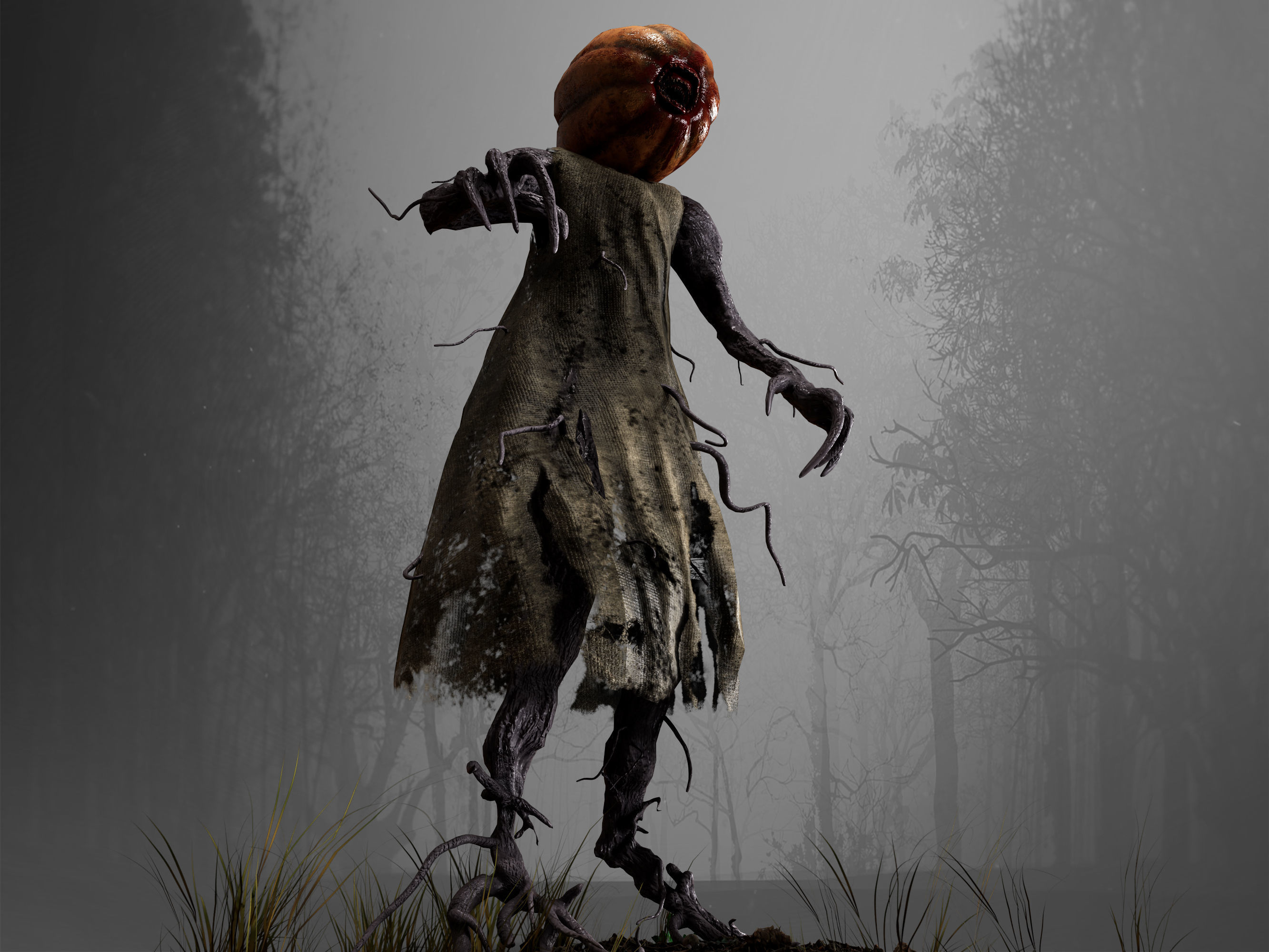 Pumpkin Monster Low-poly 3D model_17