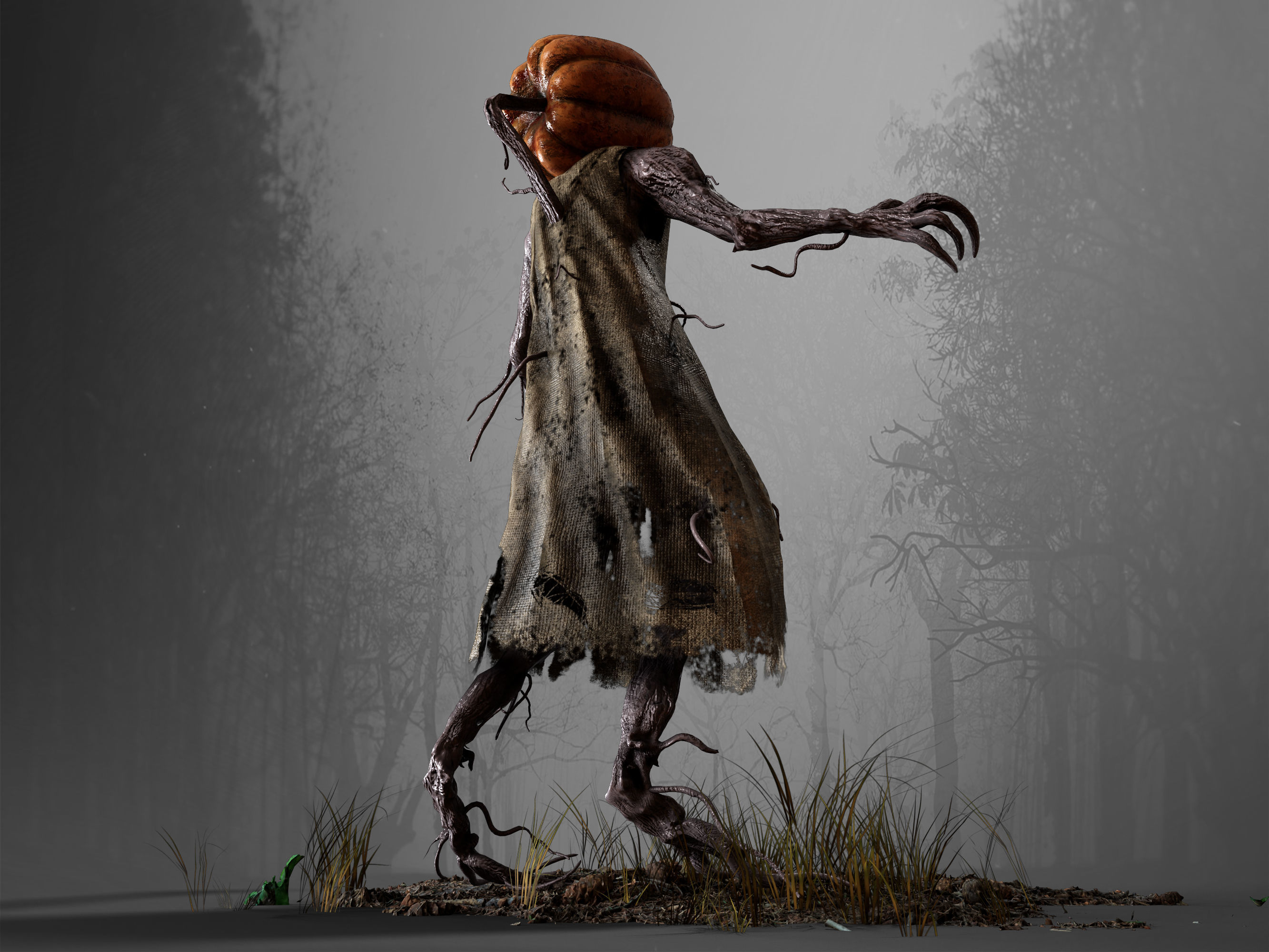 Pumpkin Monster Low-poly 3D model_16