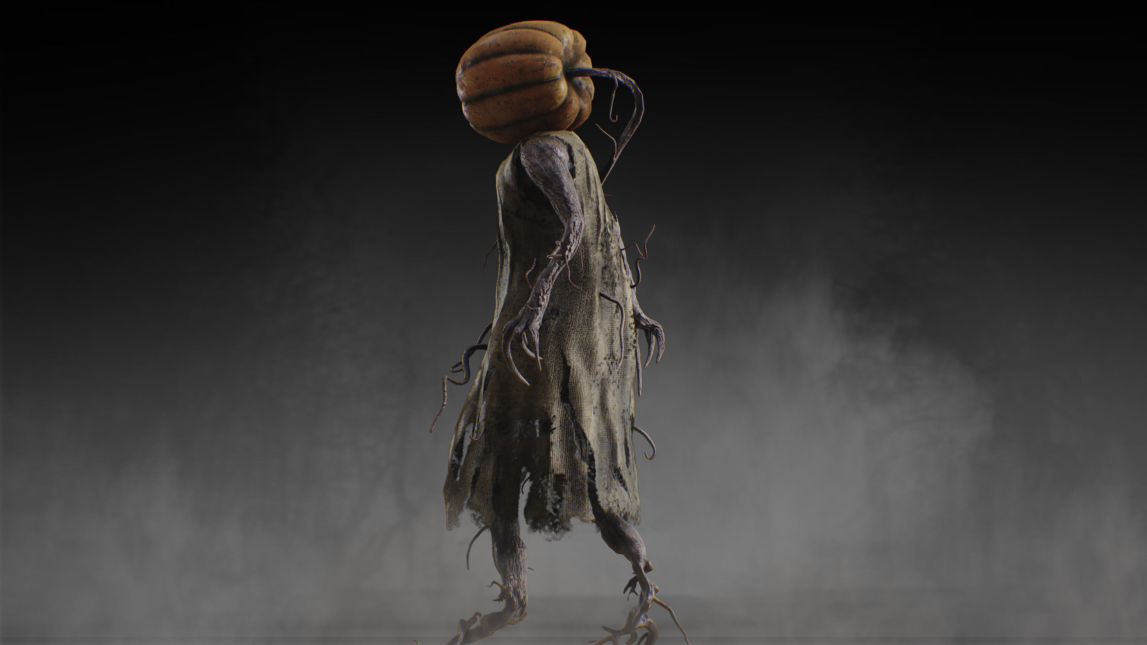 Pumpkin Monster Low-poly 3D model_5