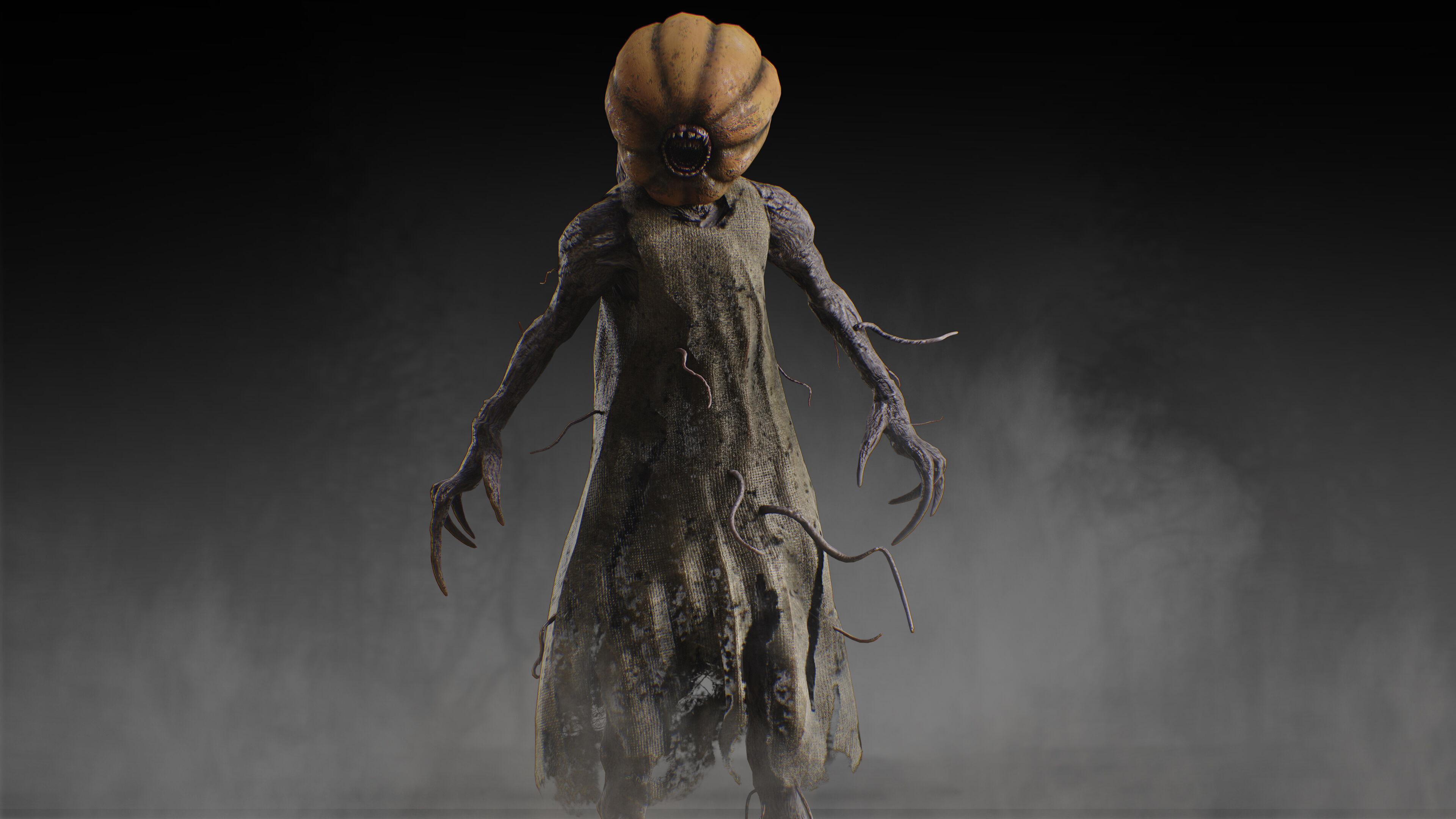 Pumpkin Monster Low-poly 3D model_2