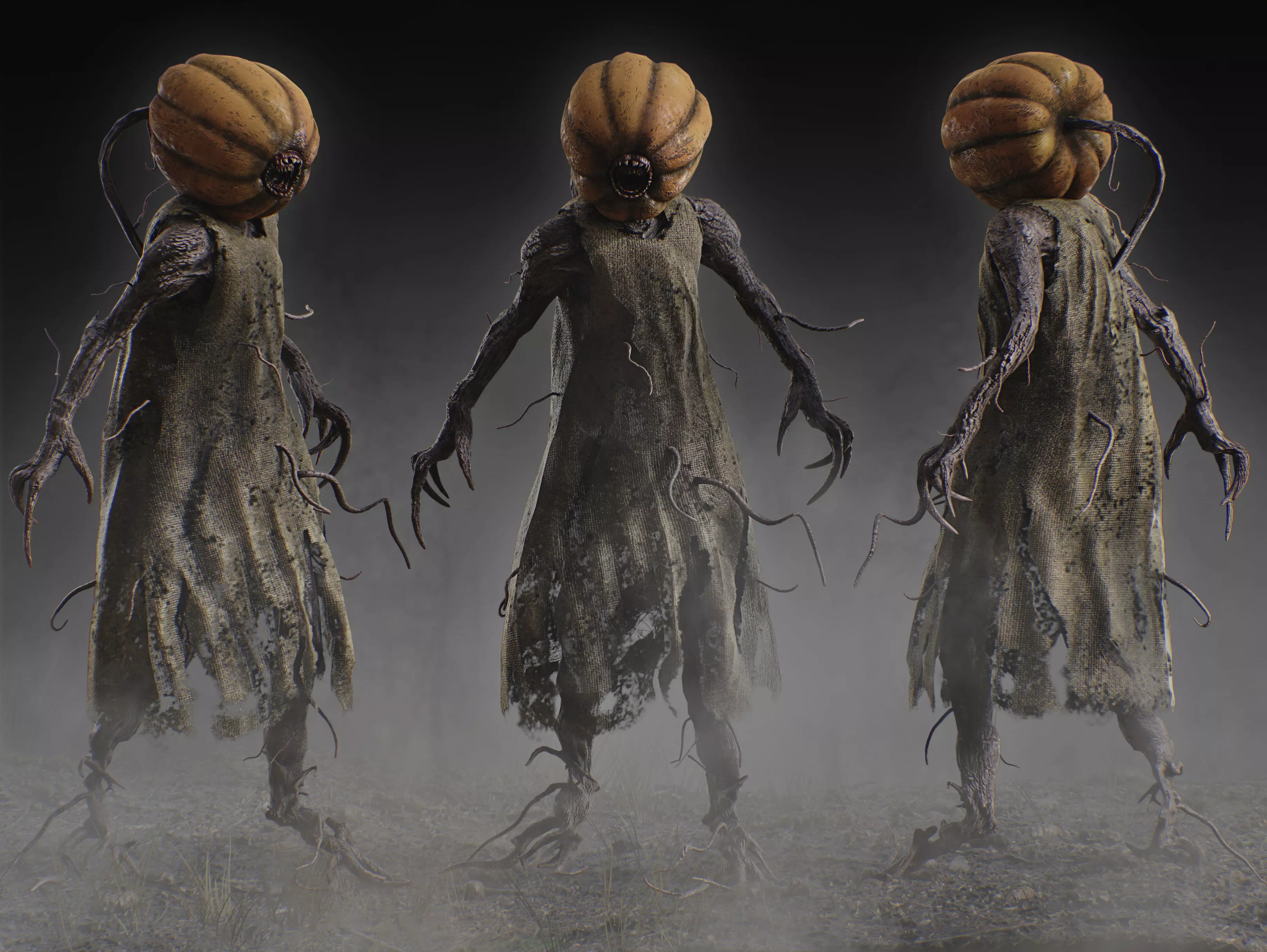 Pumpkin Monster Low-poly 3D model_0