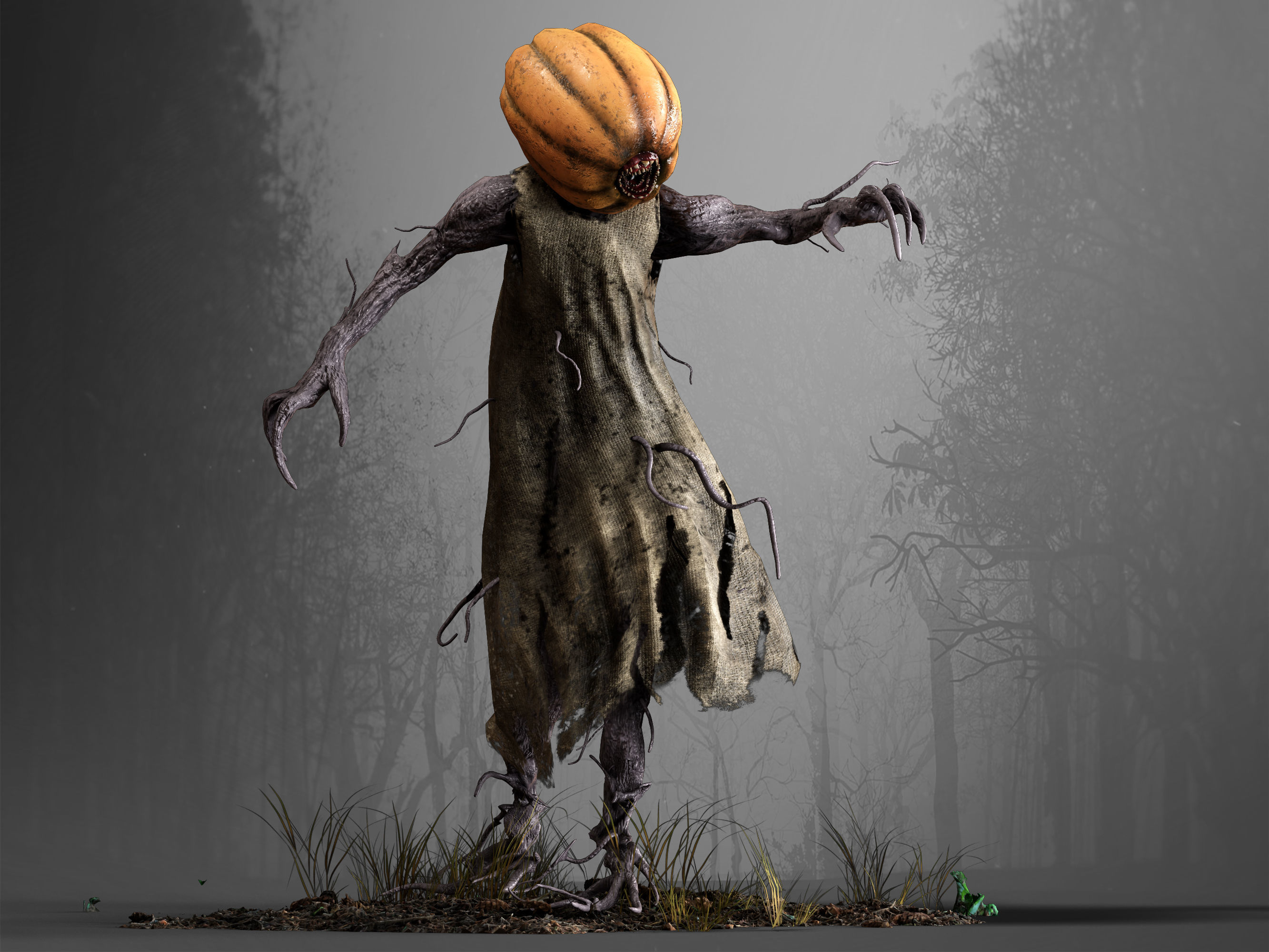 Pumpkin Monster Low-poly 3D model_11