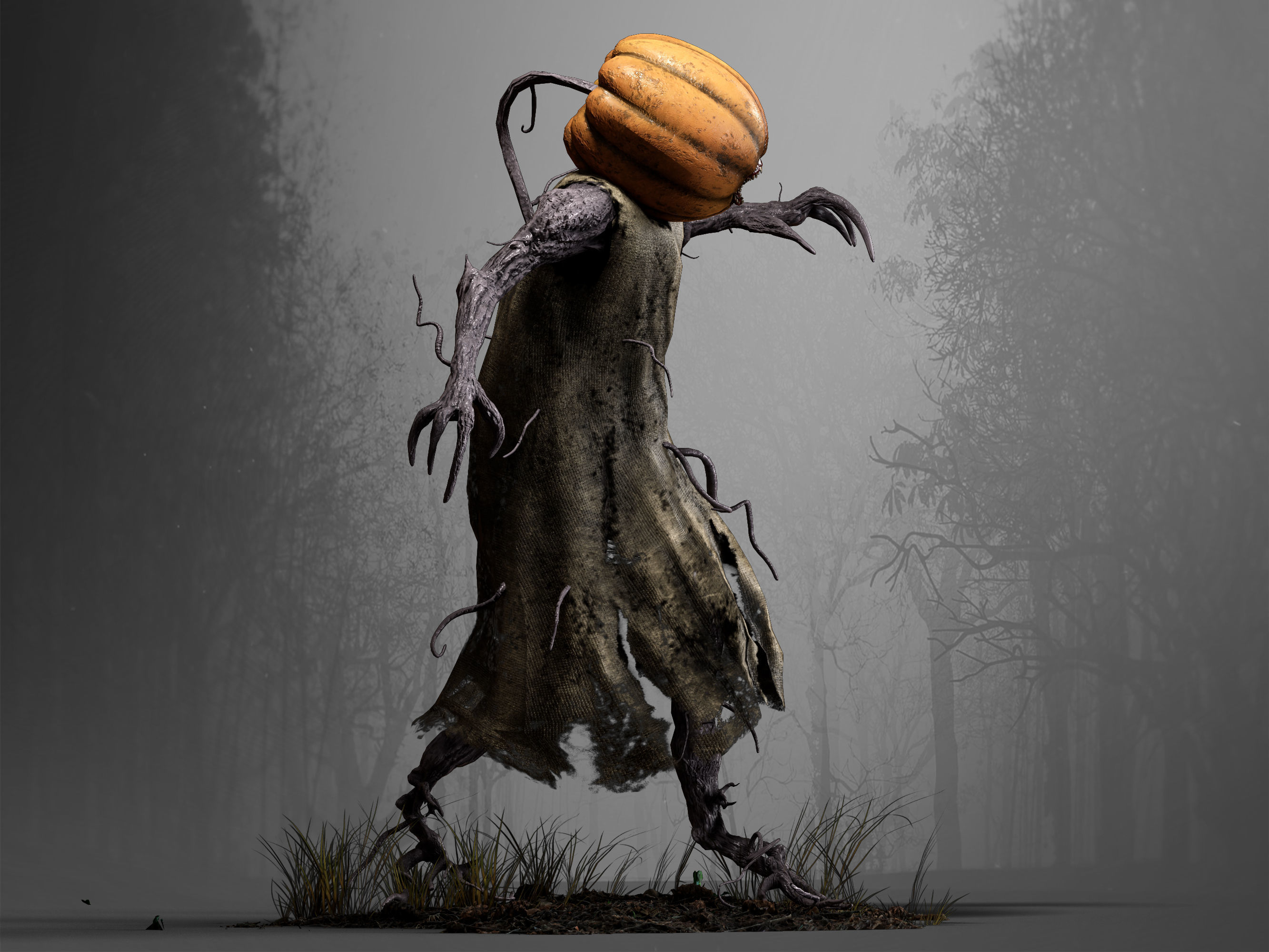 Pumpkin Monster Low-poly 3D model_18