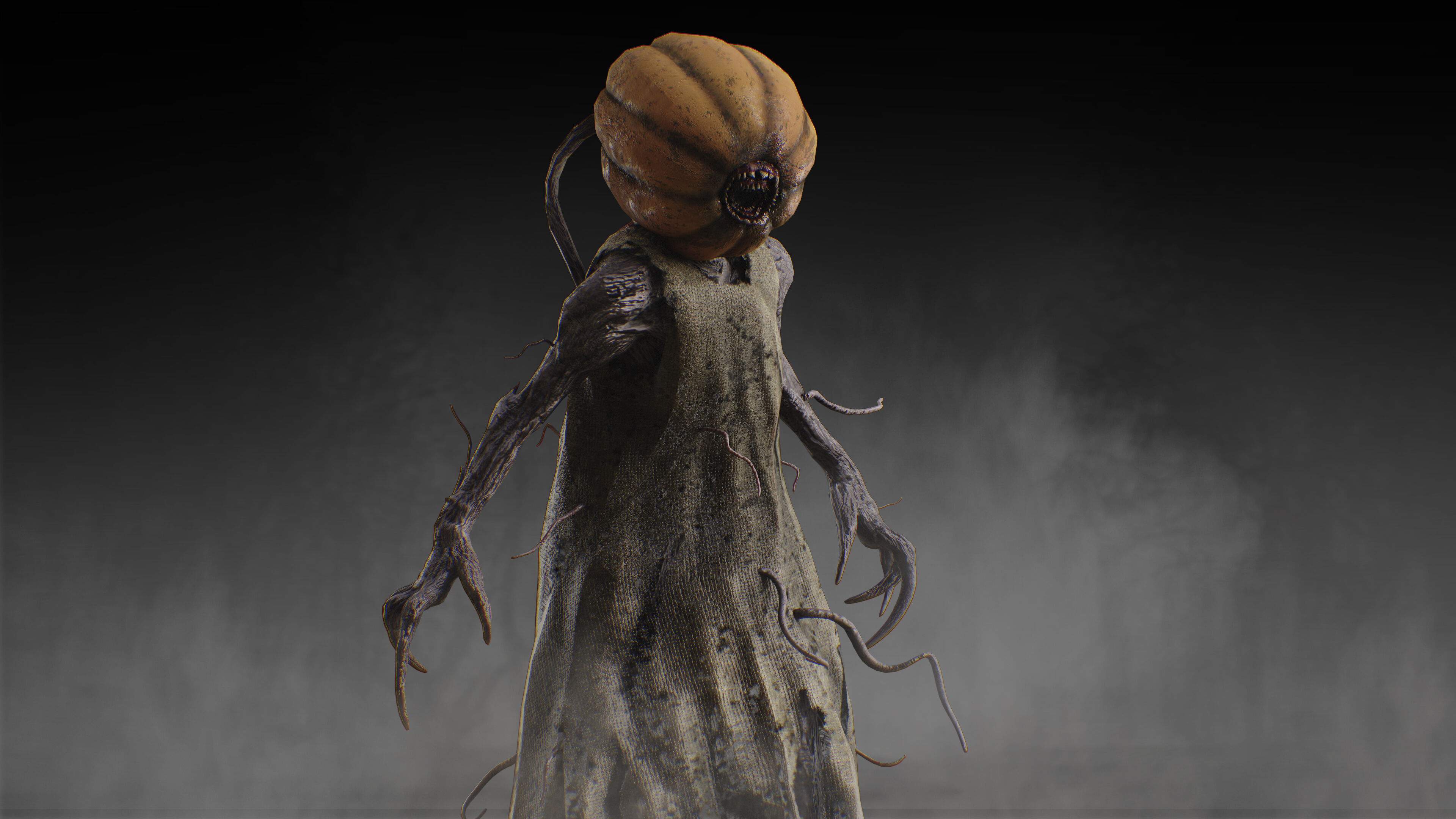 Pumpkin Monster Low-poly 3D model_4