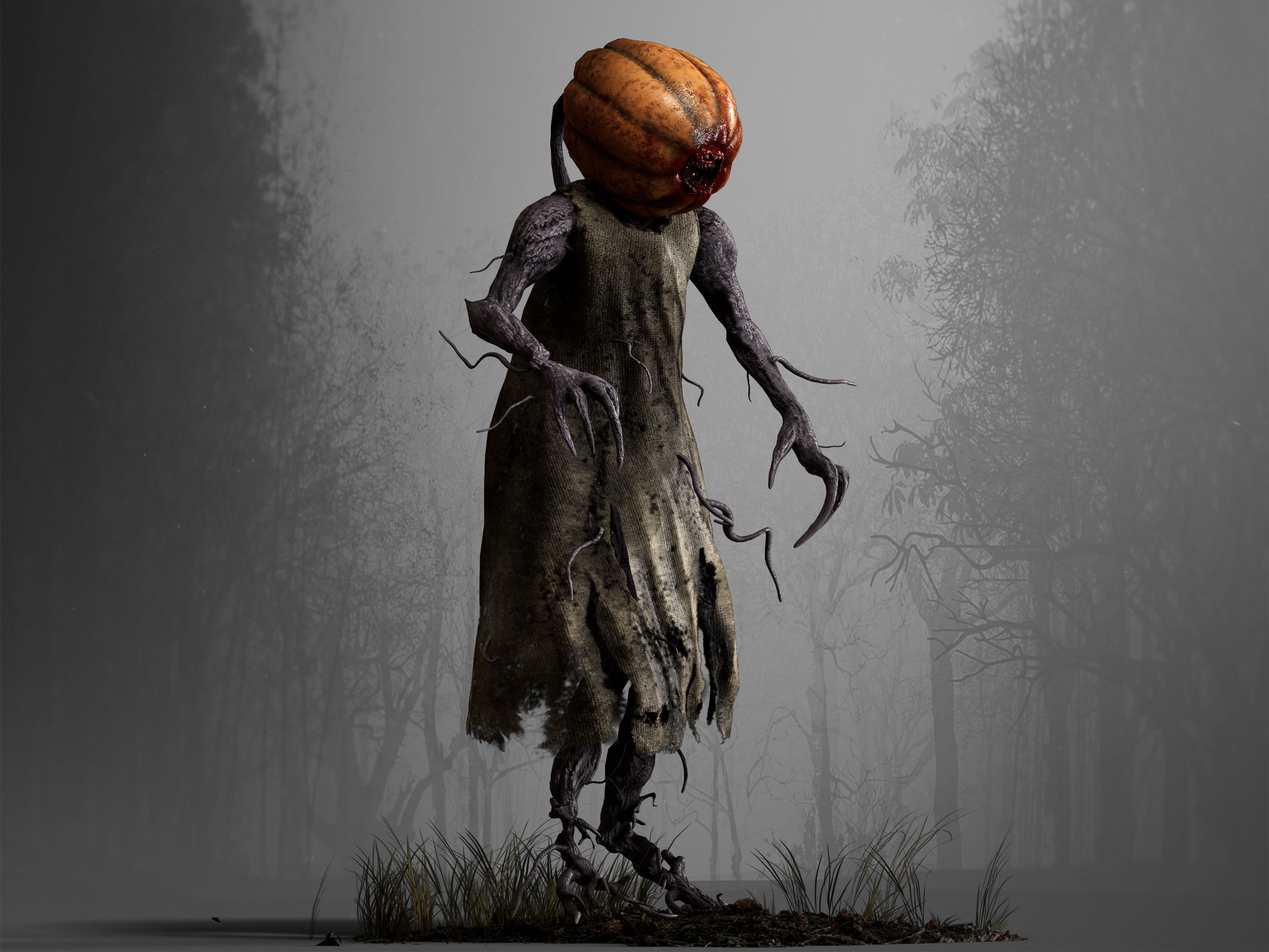 Pumpkin Monster Low-poly 3D model_14